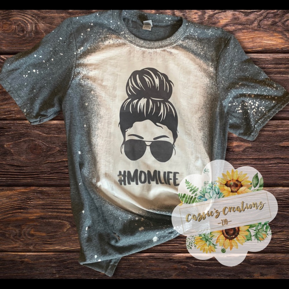 Mom life bleached tee
